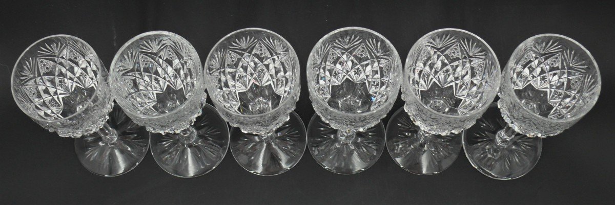 Saint Louis Florence Model, 6 Wine Glasses, Crystal, 16.4 Cm, Perfect Condition.-photo-1