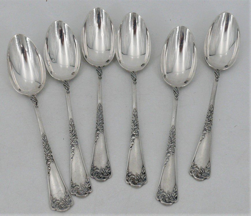 6 sterling Louis XV dessert spoons