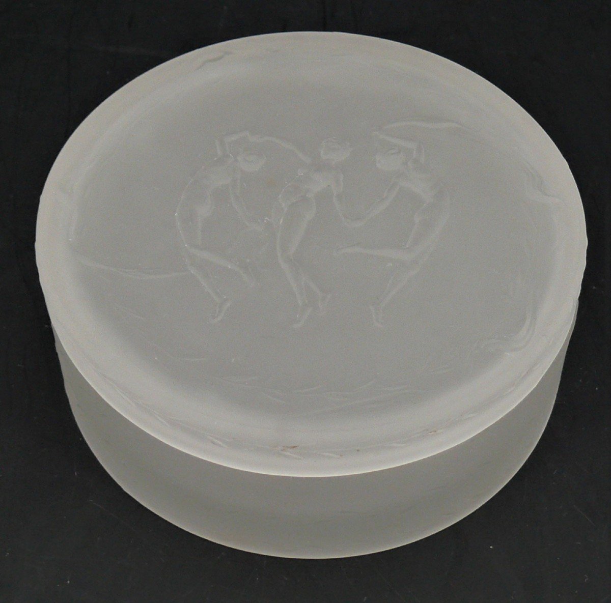 René Lalique For d'Orsay, Box/powder Compact, 3 Figurines, Signed.-photo-3