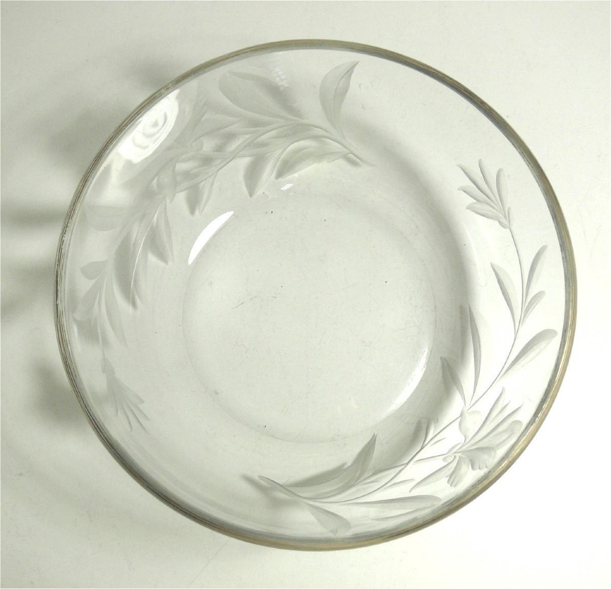 Karlsbad Möser Cut Crystal Cup, Art Nouveau, Engraved Floral Decor.-photo-3