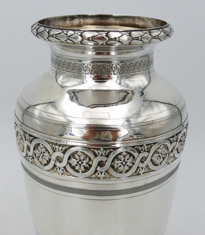 Boin-Taburet, Vase En Argent Massif De Style Louis XVI, Excellent état.-photo-6