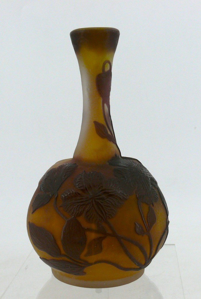 Emile Gallé, Soliflore Vase With Floral Decor, Art Nouveau.-photo-4