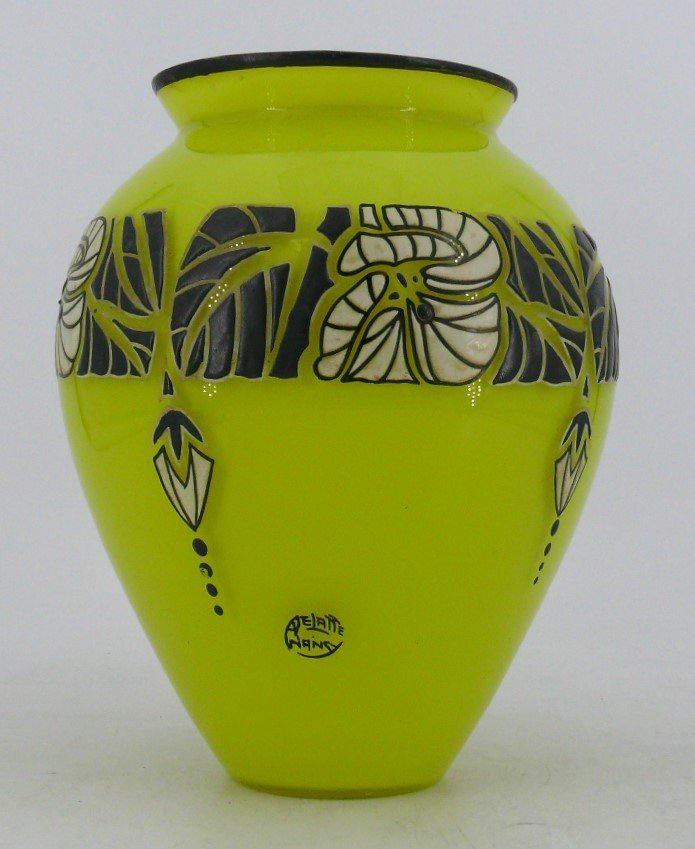 André Delatte, Vase Ovoïde émaillé Art Déco, Excellent état.