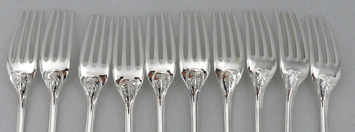 Christofle Malmaison Model, 10 Table Cutlery, Silver Metal, 20 Pieces, Excellent Condition.-photo-6