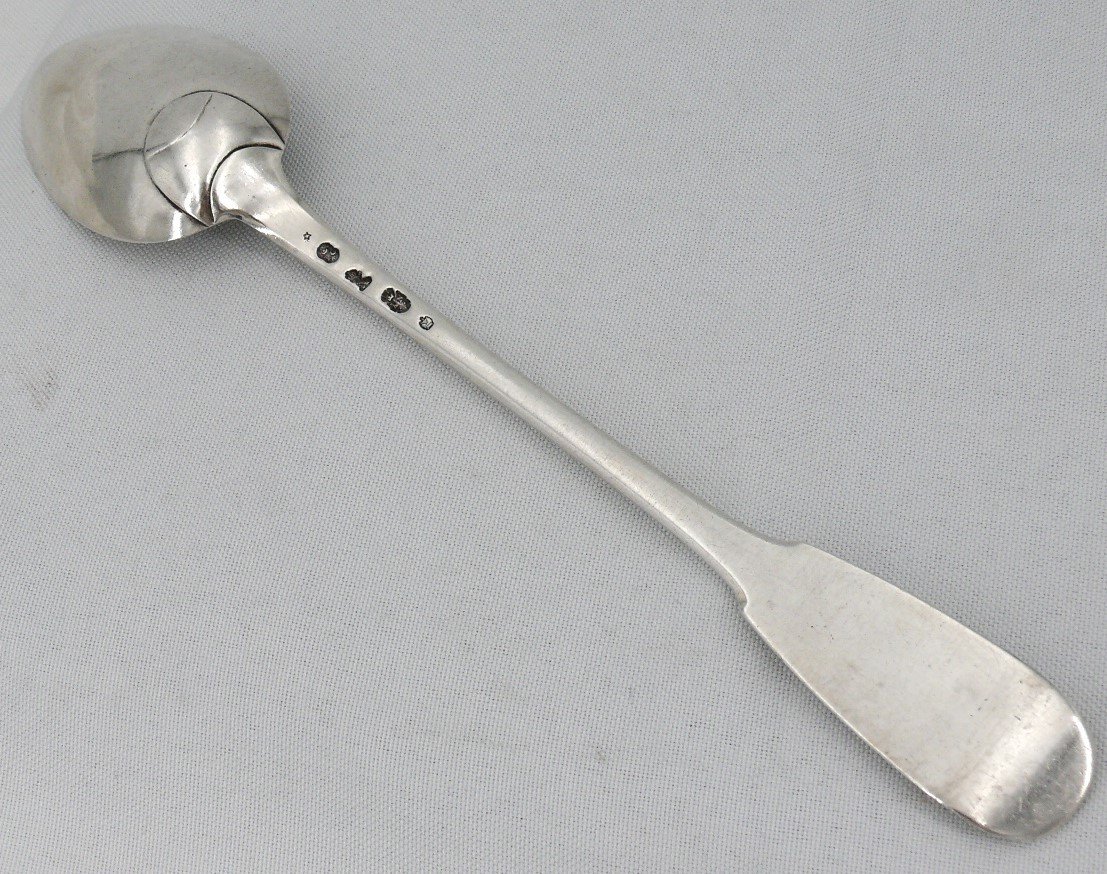 18th Century Sterling Silver Stew Spoon, Uniplat, Agen, Jacques Charpantier.-photo-3