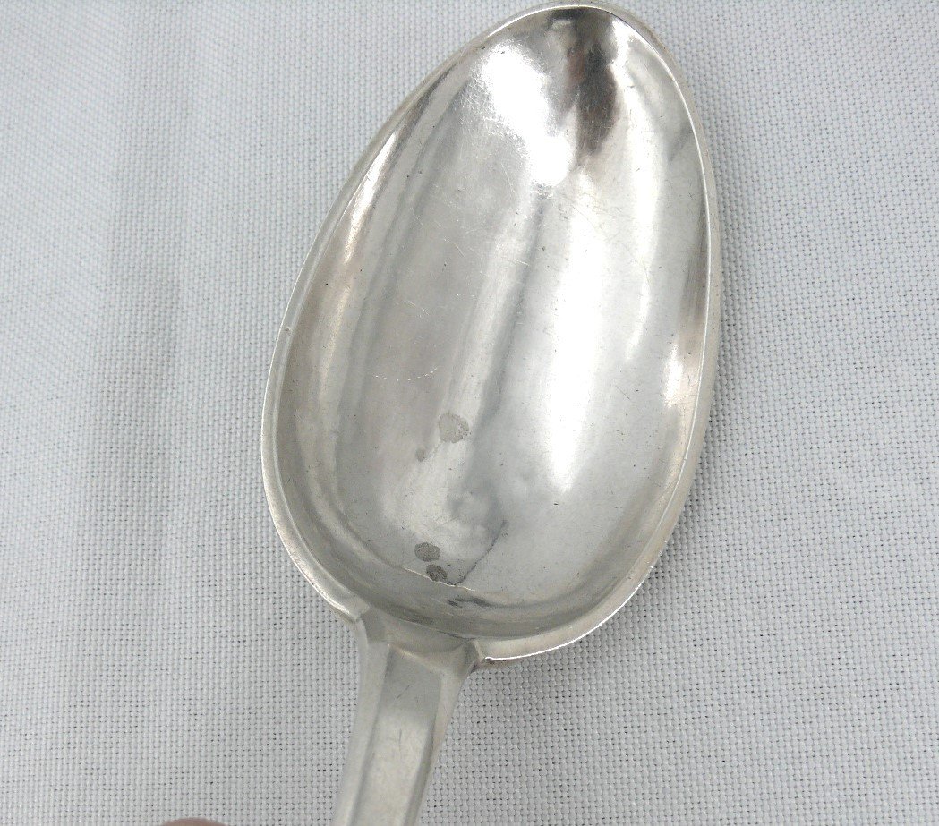 18th Century Sterling Silver Stew Spoon, Uniplat, Agen, Jacques Charpantier.-photo-1