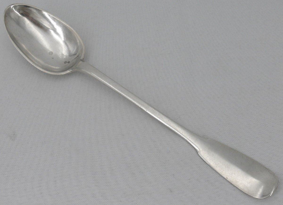 18th Century Sterling Silver Stew Spoon, Uniplat, Agen, Jacques Charpantier.-photo-2