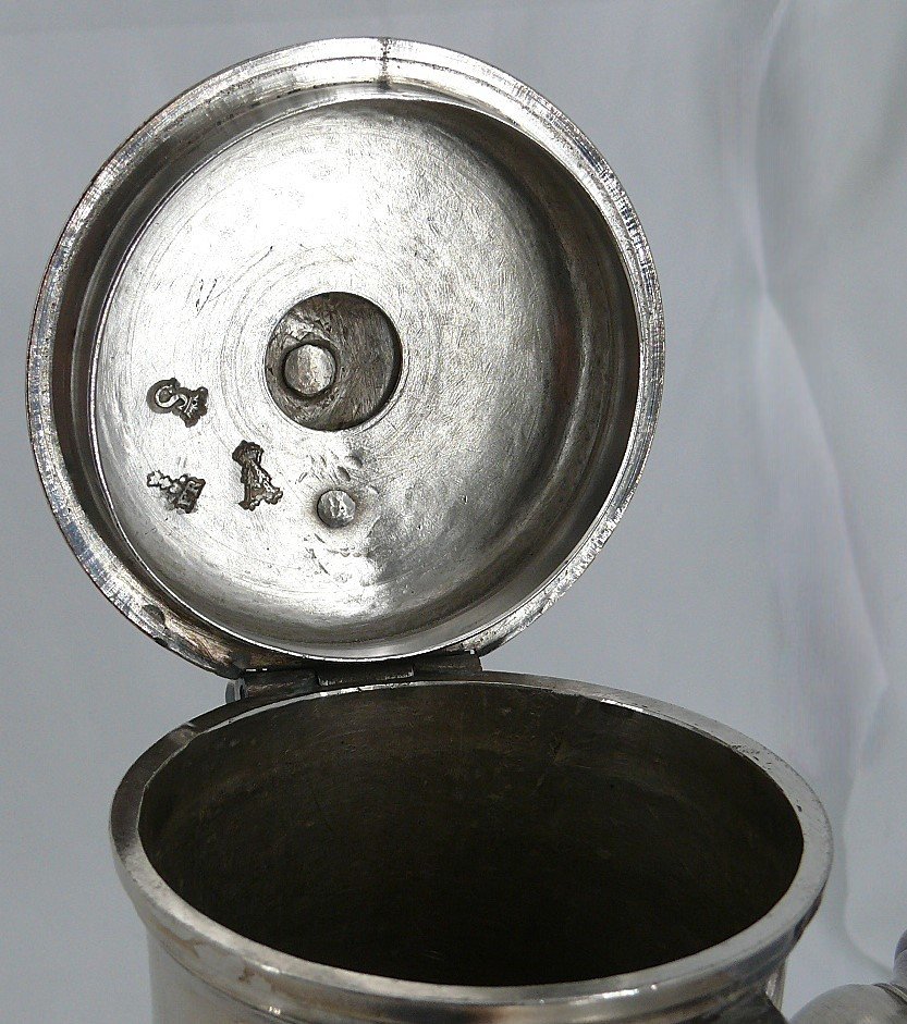 18th Century Sterling Silver Chocolate Pot, François Riel, Paris 1781.-photo-2