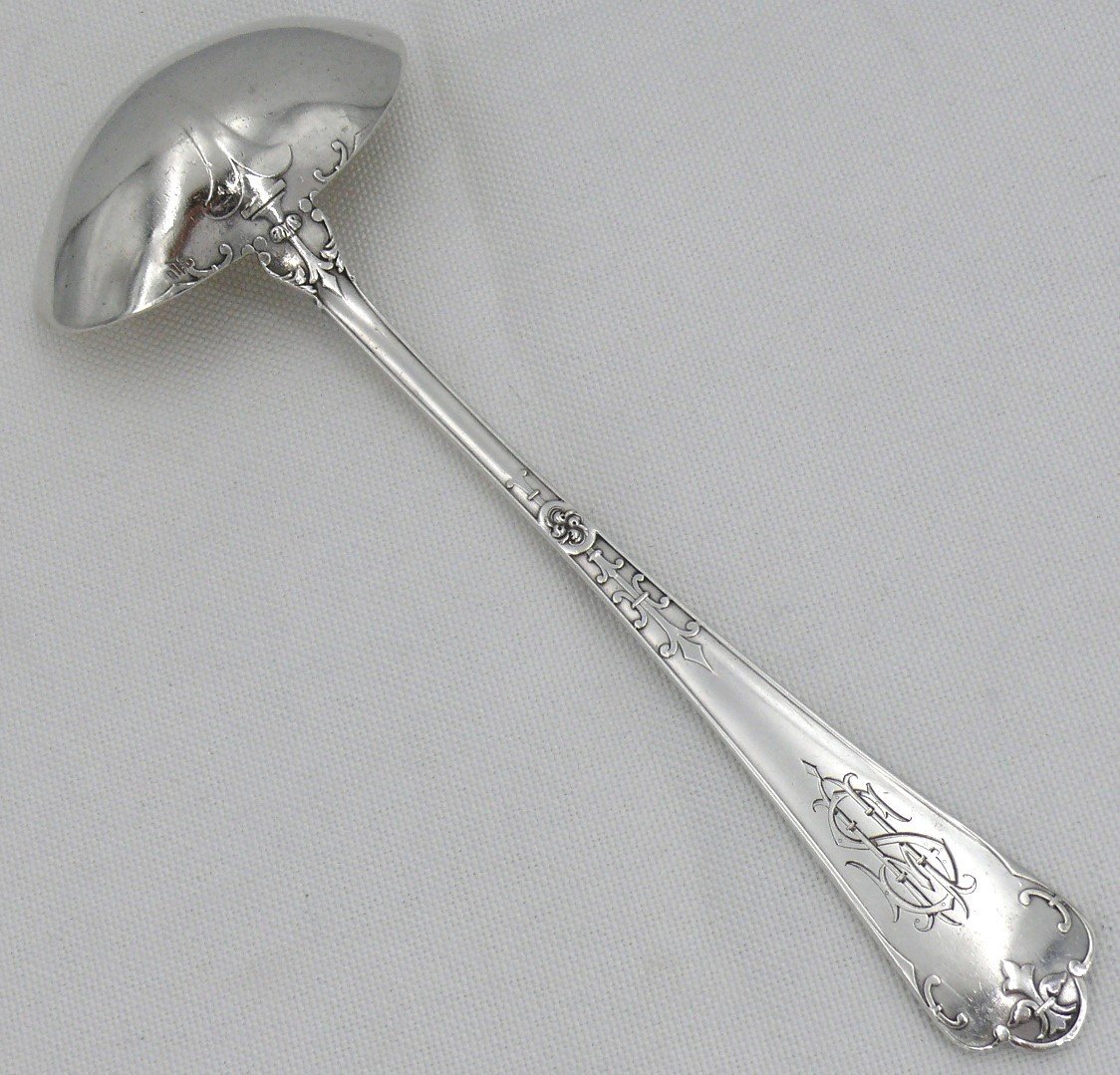 Puiforcat Fer De Lance Model With Rat Tail, Sauce Spoon/sauce Boat In Sterling Silver Minerva.-photo-3
