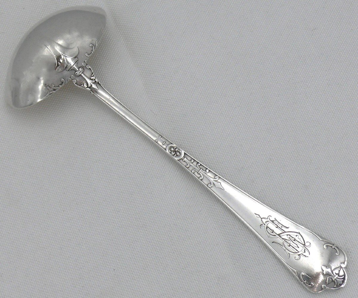 Puiforcat Fer De Lance Model With Rat Tail, Sauce Spoon/sauce Boat In Sterling Silver Minerva.-photo-2