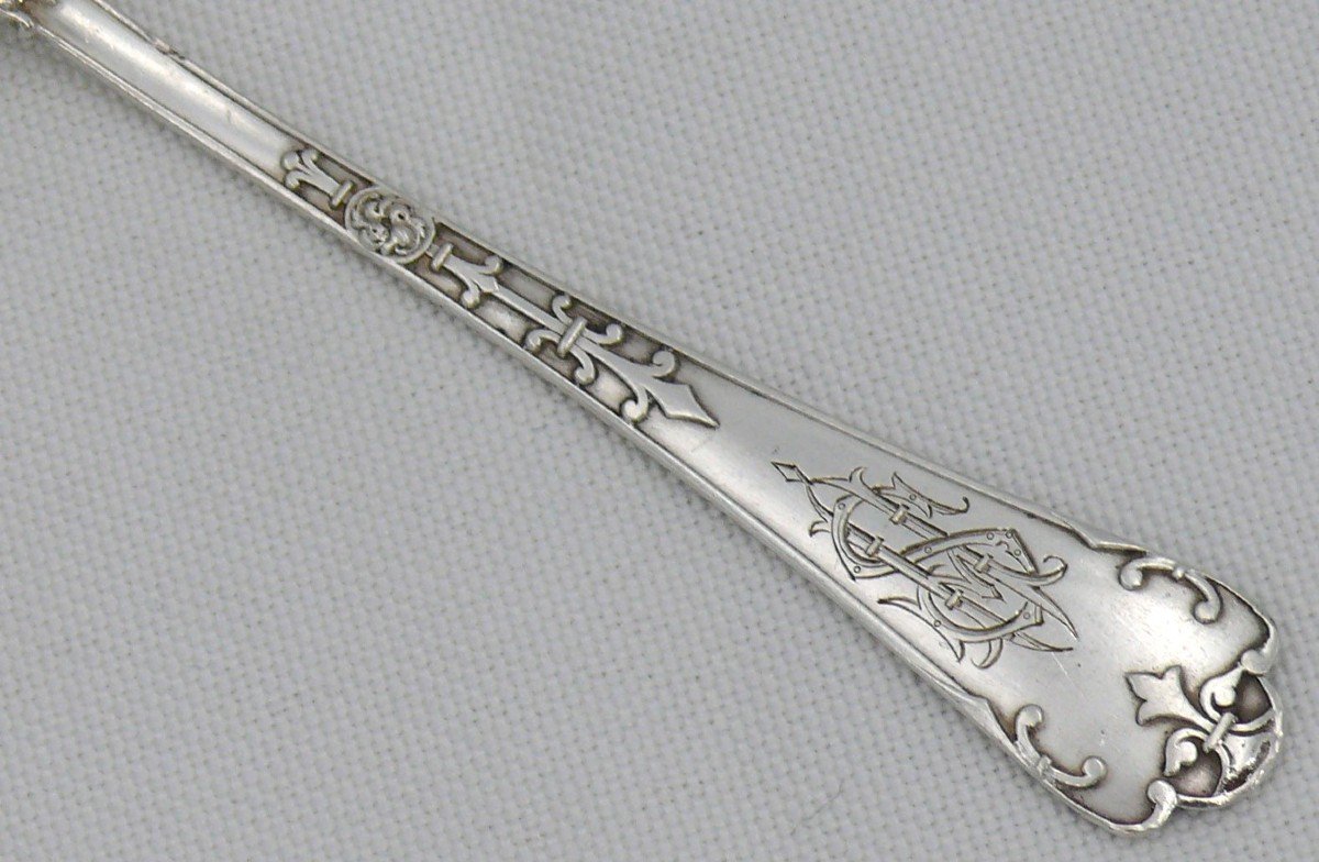 Puiforcat Fer De Lance Model With Rat Tail, Sauce Spoon/sauce Boat In Sterling Silver Minerva.-photo-3