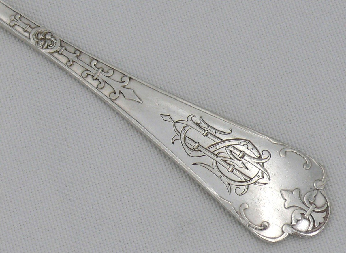 Puiforcat Spearhead Model With Rat Tail, 6 Place Settings In Sterling Silver Minerva.-photo-4