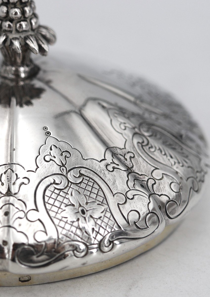 Edmond Tétard, Beautiful Sugar Bowl In Sterling Silver Minerva In Regency Style.-photo-3