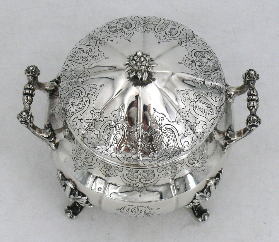 Edmond Tétard, Beautiful Sugar Bowl In Sterling Silver Minerva In Regency Style.-photo-1