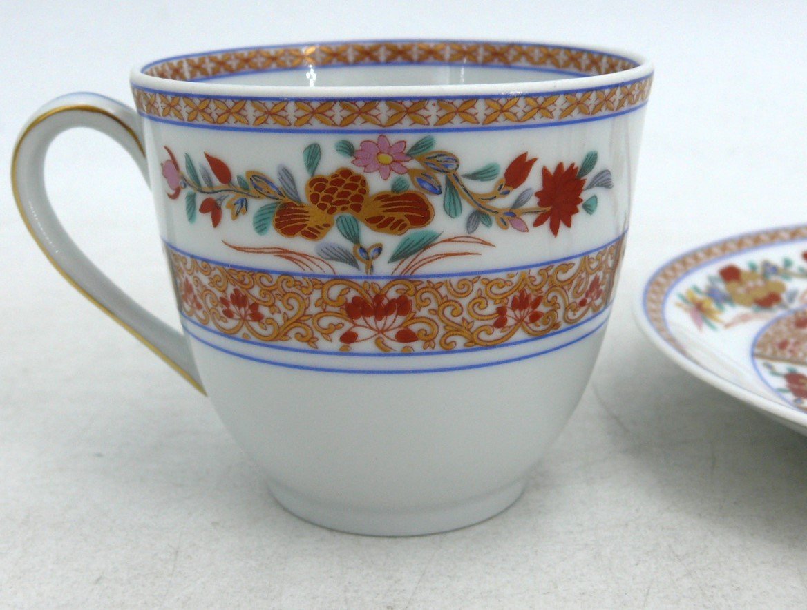 Bernardaud Pondichery Model, Limoges Porcelain, 6 Coffee Cups, Excellent Condition.-photo-4