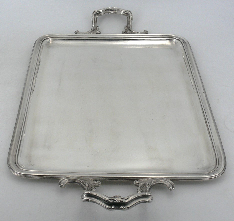 Beautiful Rectangular Tray In Sterling Silver Minerva, 1.965 Kg, Excellent Condition.-photo-2