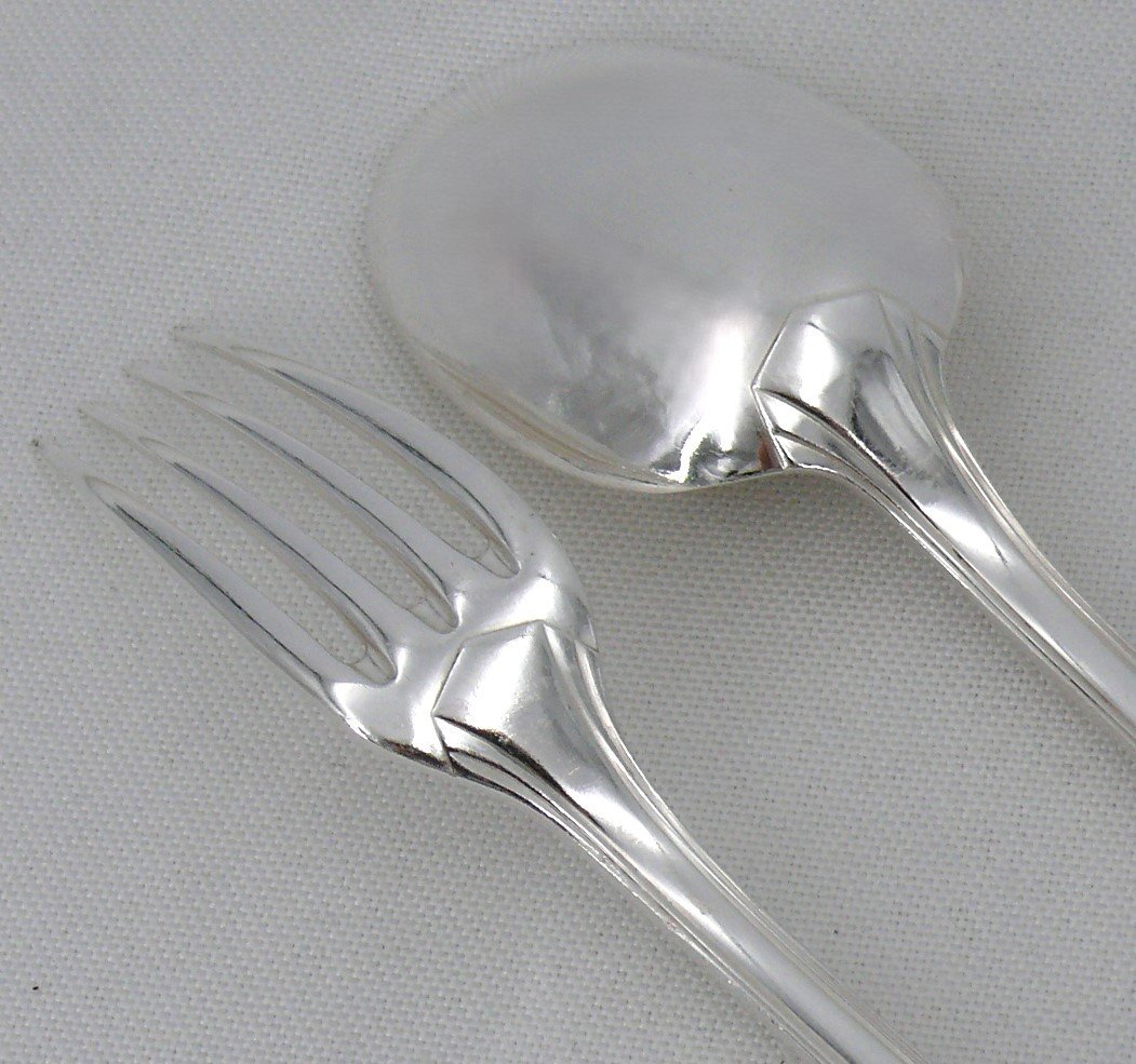 Christofle Boréal Model, 12 Table Cutlery, Silver Metal, 24 Pieces, Excellent Condition.-photo-1