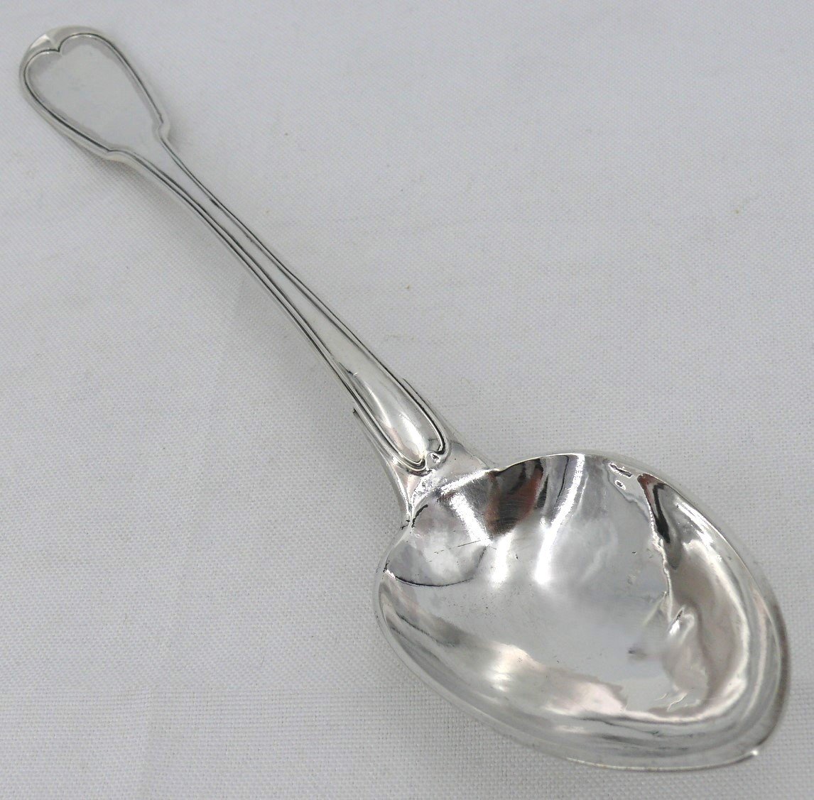 Very Beautiful Stewing Spoon, 32.7 Cm, 186 G, Sterling Silver 1st Rooster, Filet Model.-photo-3