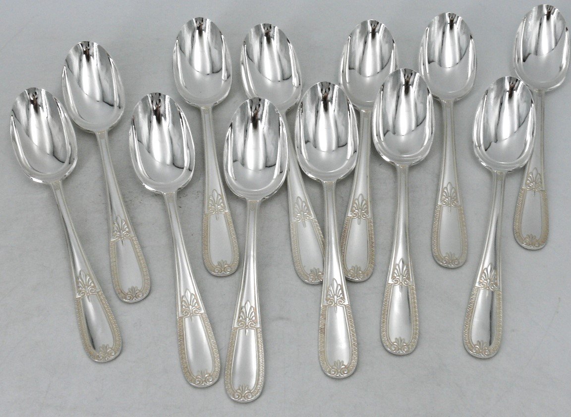 Housewife Of 87 Pieces In Silver Metal, Empire Style In Excellent Condition.-photo-4