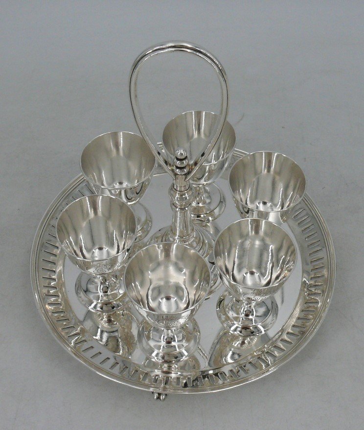 Christofle, Silver-plated Egg/egg Cup Display, Excellent Condition, 19th Century.-photo-2