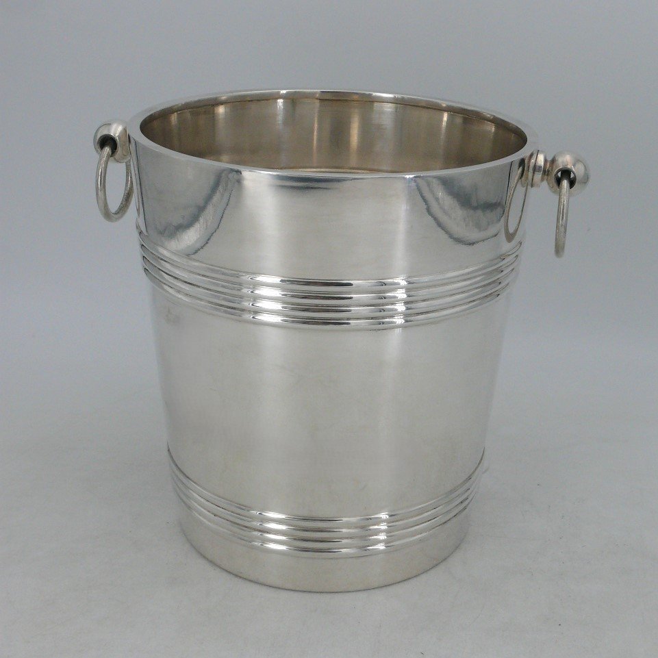 Christofle Biarritz Model, Silver Metal Champagne Bucket, In Excellent Condition.-photo-1