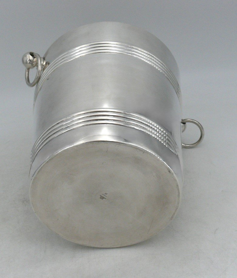 Christofle Biarritz Model, Silver Metal Champagne Bucket, In Excellent Condition.-photo-2