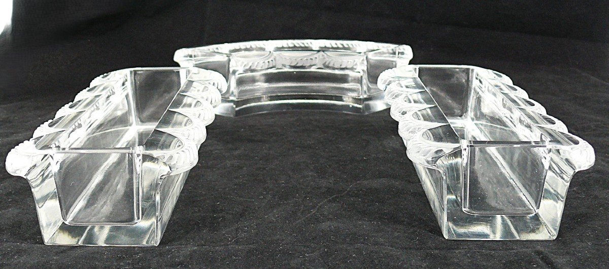 Lalique, Partie De Centre De Table, 3 éléments, Excellent état.-photo-3