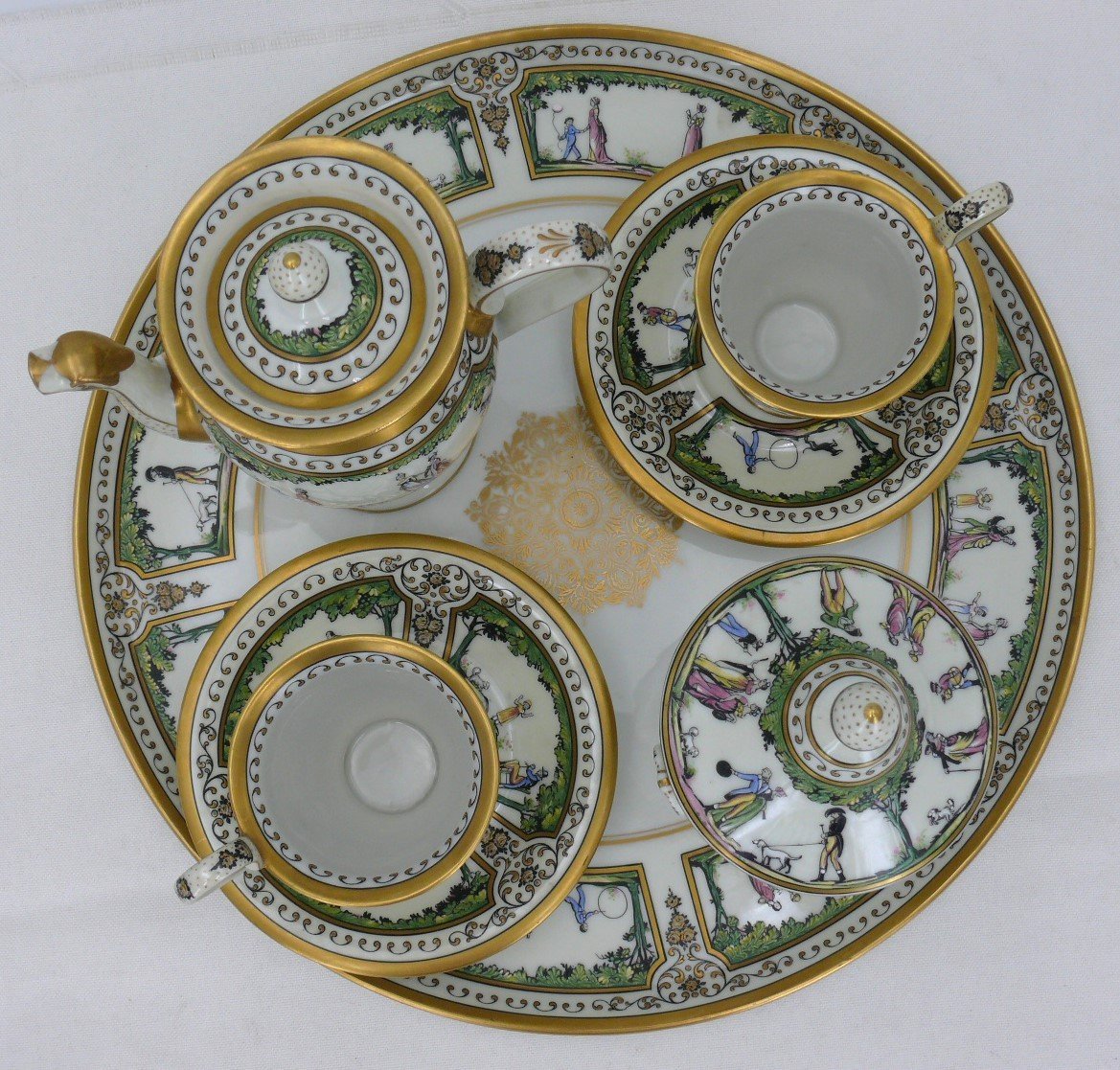 Raynaud Limoges, Walk At The Palais Royal, Luncheon For Two, Excellent Condition.-photo-2