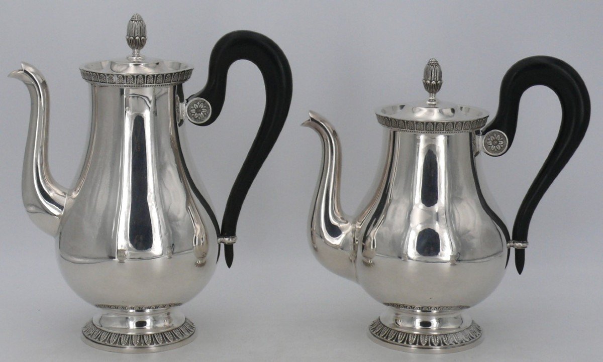 Christofle Malmaison Model, 4 Piece Tea/coffee Set, Silver Plated Metal, Excellent Condition.-photo-2