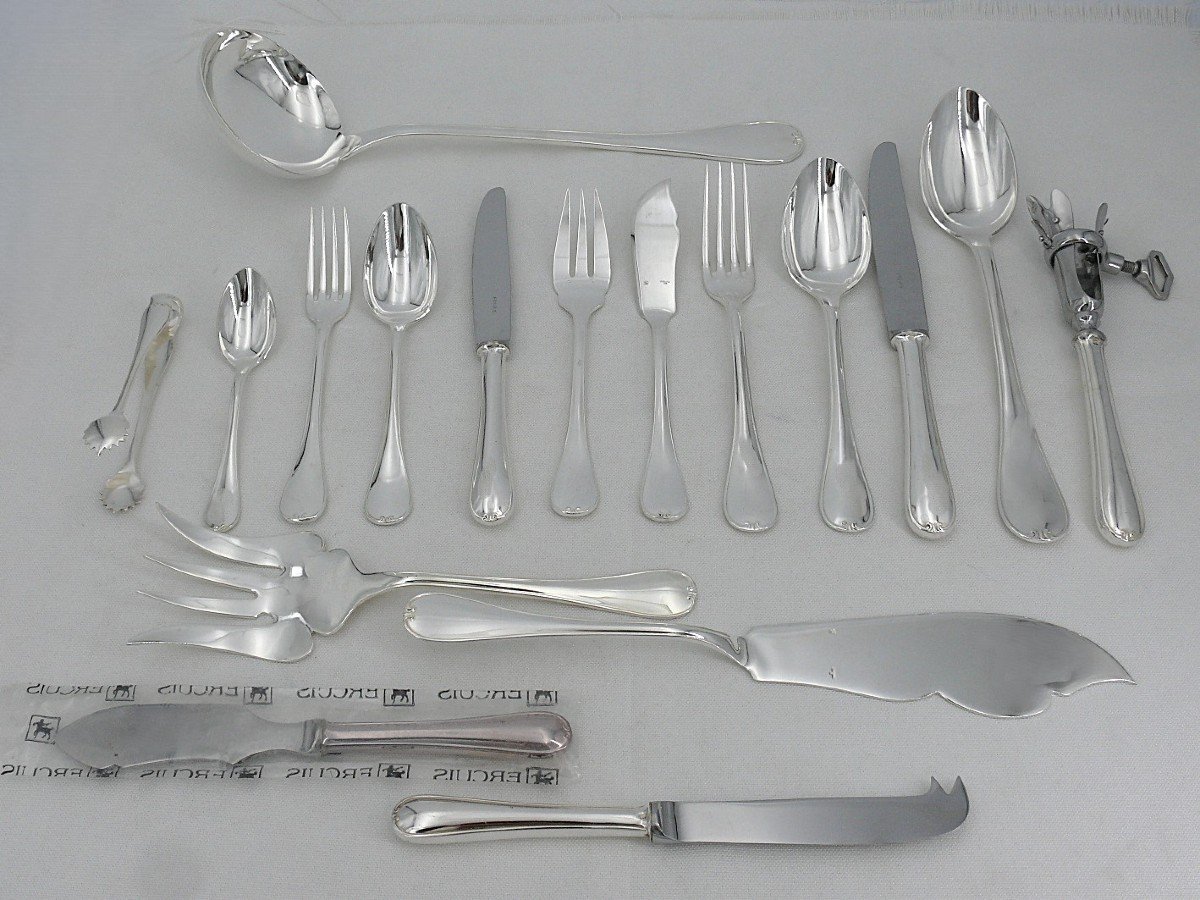 Ercuis Dampierre Model, 116 Piece Silver Plated Metal Cutlery Set, Near New.-photo-3