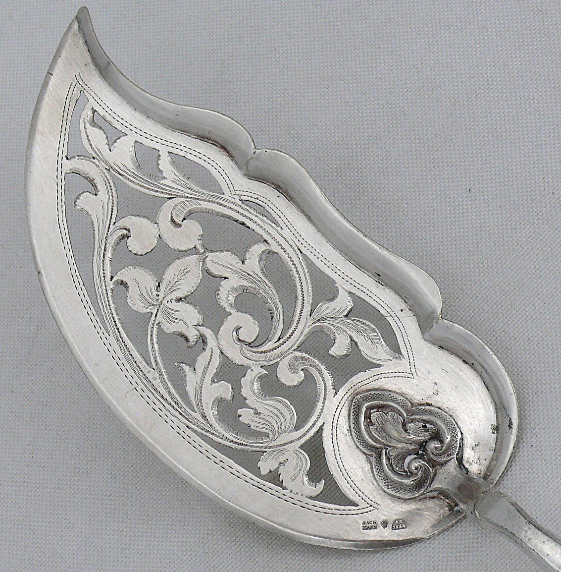 Superb Russian Solid Silver Fish Serving Shovel, St Petersburg, 1864, Bachmann.-photo-2