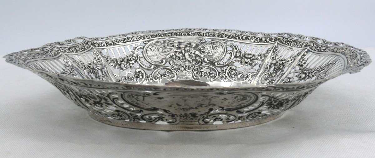 Bread Basket, Solid Silver Openwork, Germany, Circa 1900, Excellent Condition.-photo-2