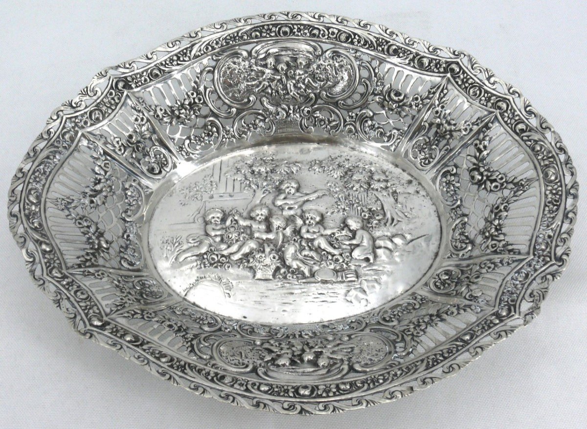 Bread Basket, Solid Silver Openwork, Germany, Circa 1900, Excellent Condition.-photo-3