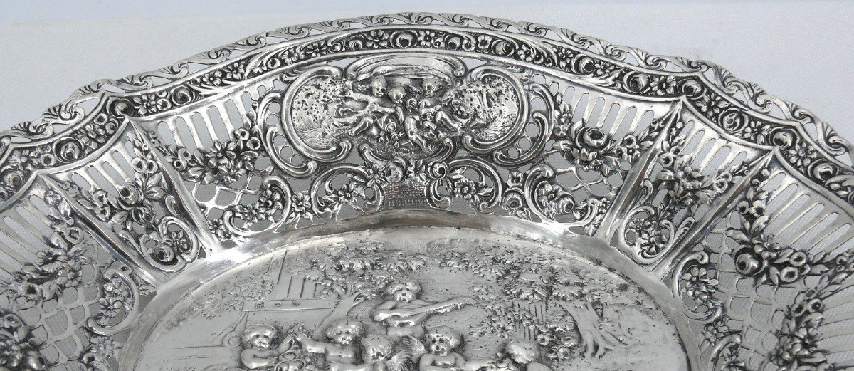 Bread Basket, Solid Silver Openwork, Germany, Circa 1900, Excellent Condition.-photo-4