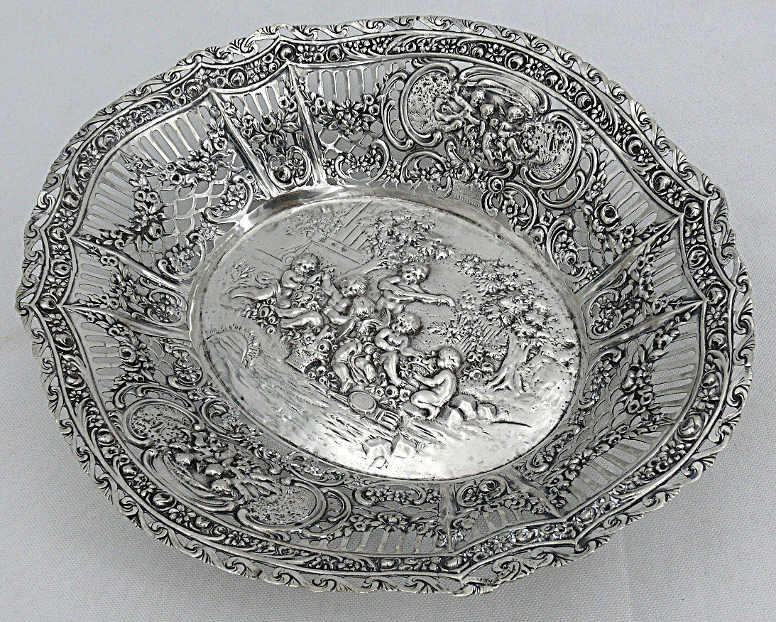 Bread Basket, Solid Silver Openwork, Germany, Circa 1900, Excellent Condition.-photo-1