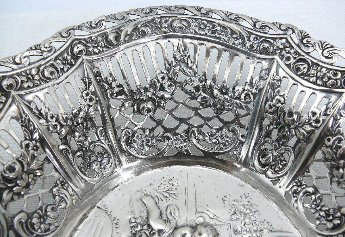 Bread Basket, Solid Silver Openwork, Germany, Circa 1900, Excellent Condition.-photo-4