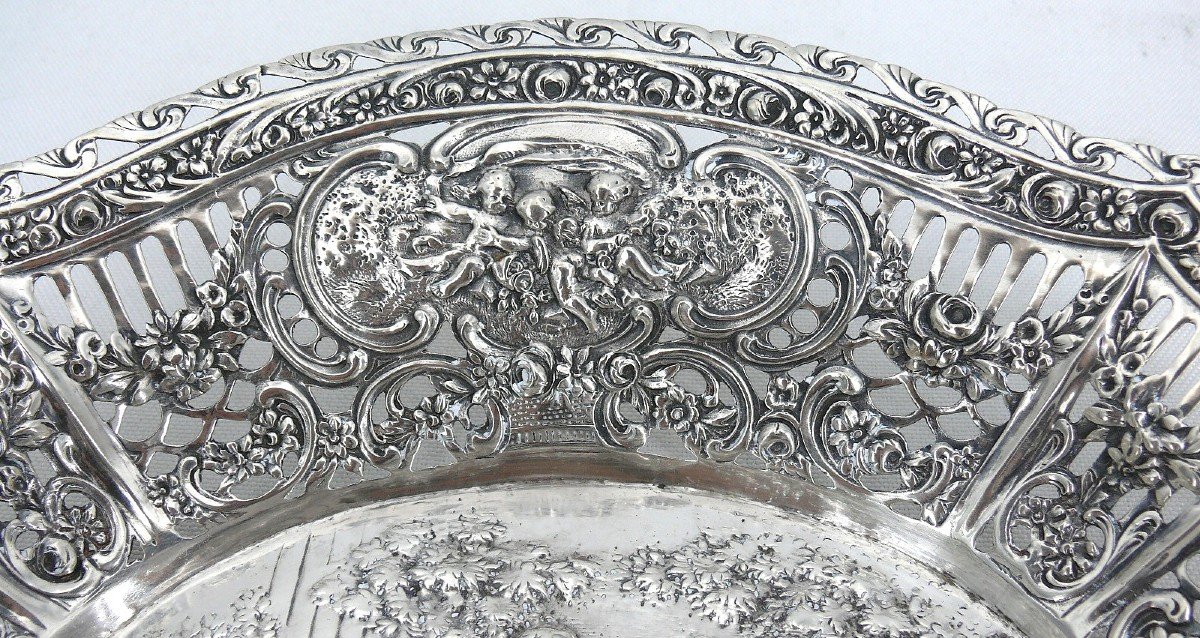 Bread Basket, Solid Silver Openwork, Germany, Circa 1900, Excellent Condition.-photo-6