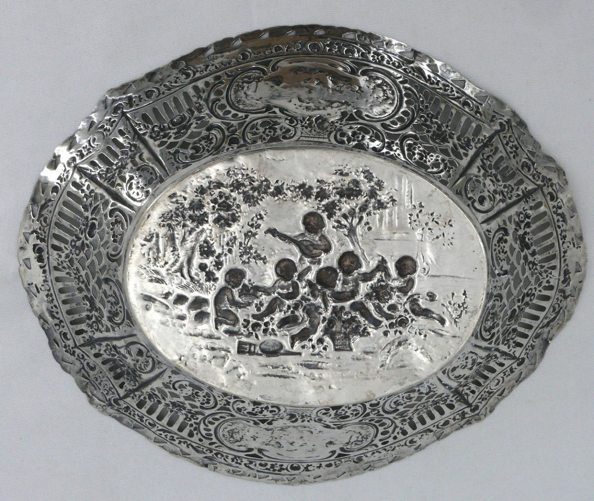 Bread Basket, Solid Silver Openwork, Germany, Circa 1900, Excellent Condition.-photo-7