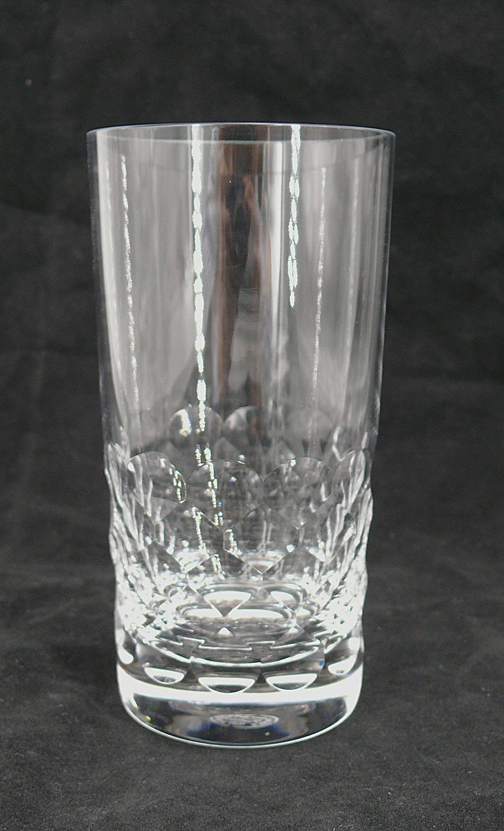 Baccarat Modèle Ecaille, 6 Verres à Orangeade, Cristal, Signés, 14 Cm, Excellent état.-photo-3