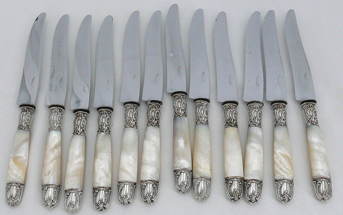 12 Very Beautiful Table Knives, Mother-of-pearl Handles, Excellent Condition.-photo-2