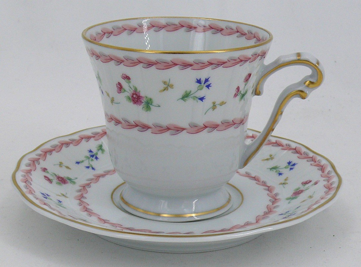 Bernardaud Modèle Artois Rose, Porcelaine De Limoges,  8 Tasses à Thé/café, Excellent état.-photo-2