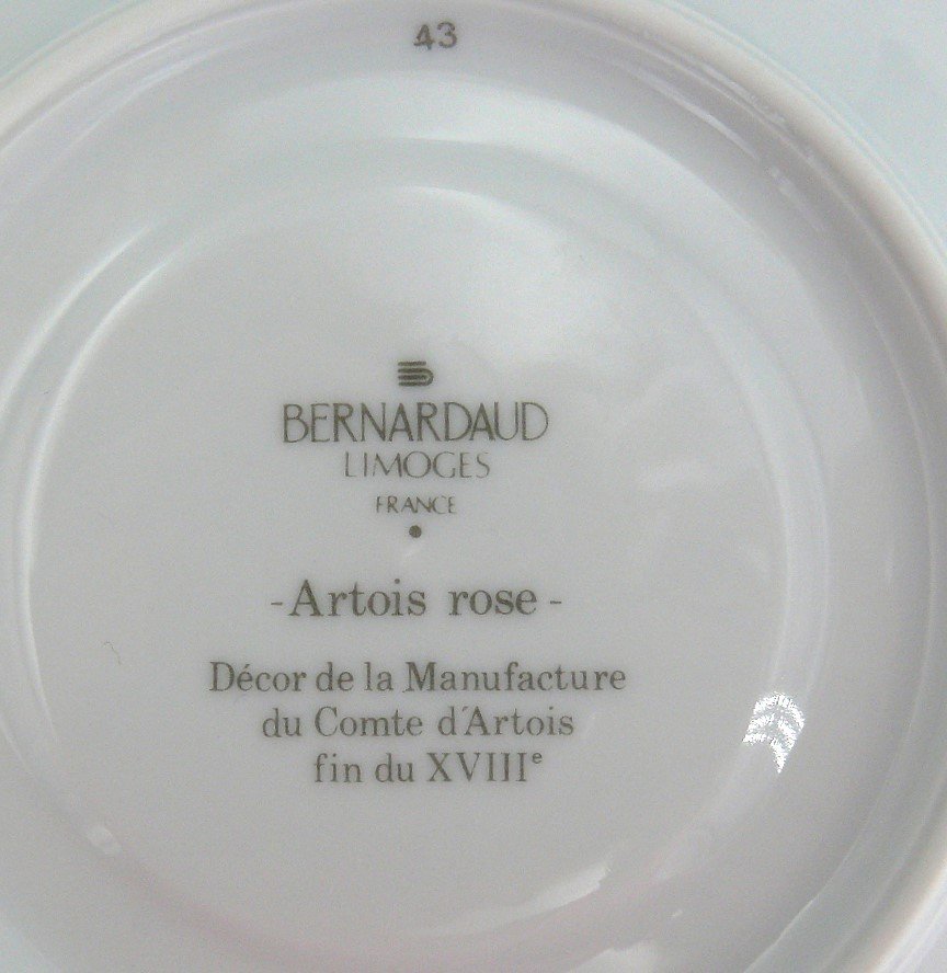 Bernardaud Modèle Artois Rose, Porcelaine De Limoges,  8 Tasses à Thé/café, Excellent état.-photo-8