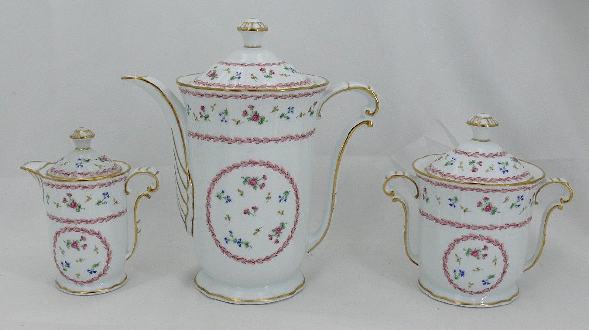 Bernardaud Artois Rose, Tea/coffee Service, 3 Pieces, Limoges Porcelain, Excellent Condition.-photo-4