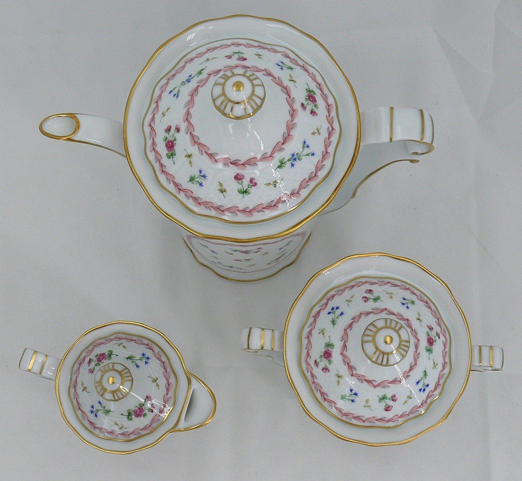 Bernardaud Artois Rose, Tea/coffee Service, 3 Pieces, Limoges Porcelain, Excellent Condition.-photo-2