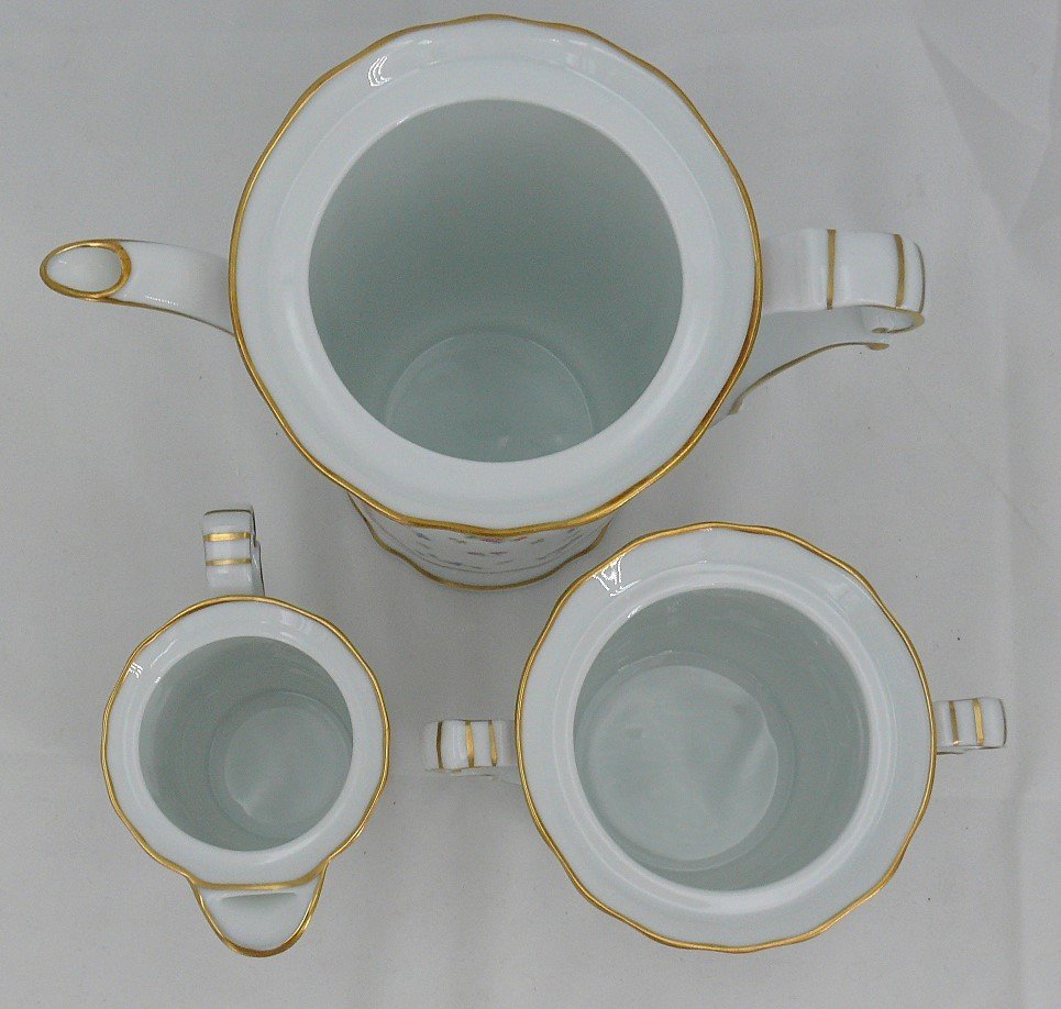 Bernardaud Artois Rose, Tea/coffee Service, 3 Pieces, Limoges Porcelain, Excellent Condition.-photo-3