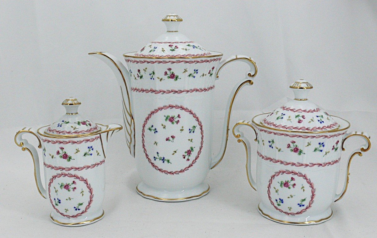 Bernardaud Artois Rose, Tea/coffee Service, 3 Pieces, Limoges Porcelain, Excellent Condition.