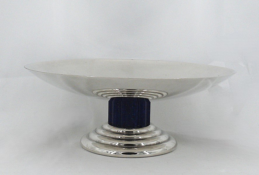 Puiforcat, Beautiful Art Deco Cup, Silver Metal And Lacquer, 9.5 X 24 Cm, Excellent Condition.