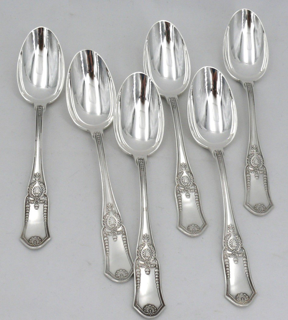 Boulenger Empire Palmes Model, 72-piece Cutlery Set, Silver Metal, For 6 People.-photo-2