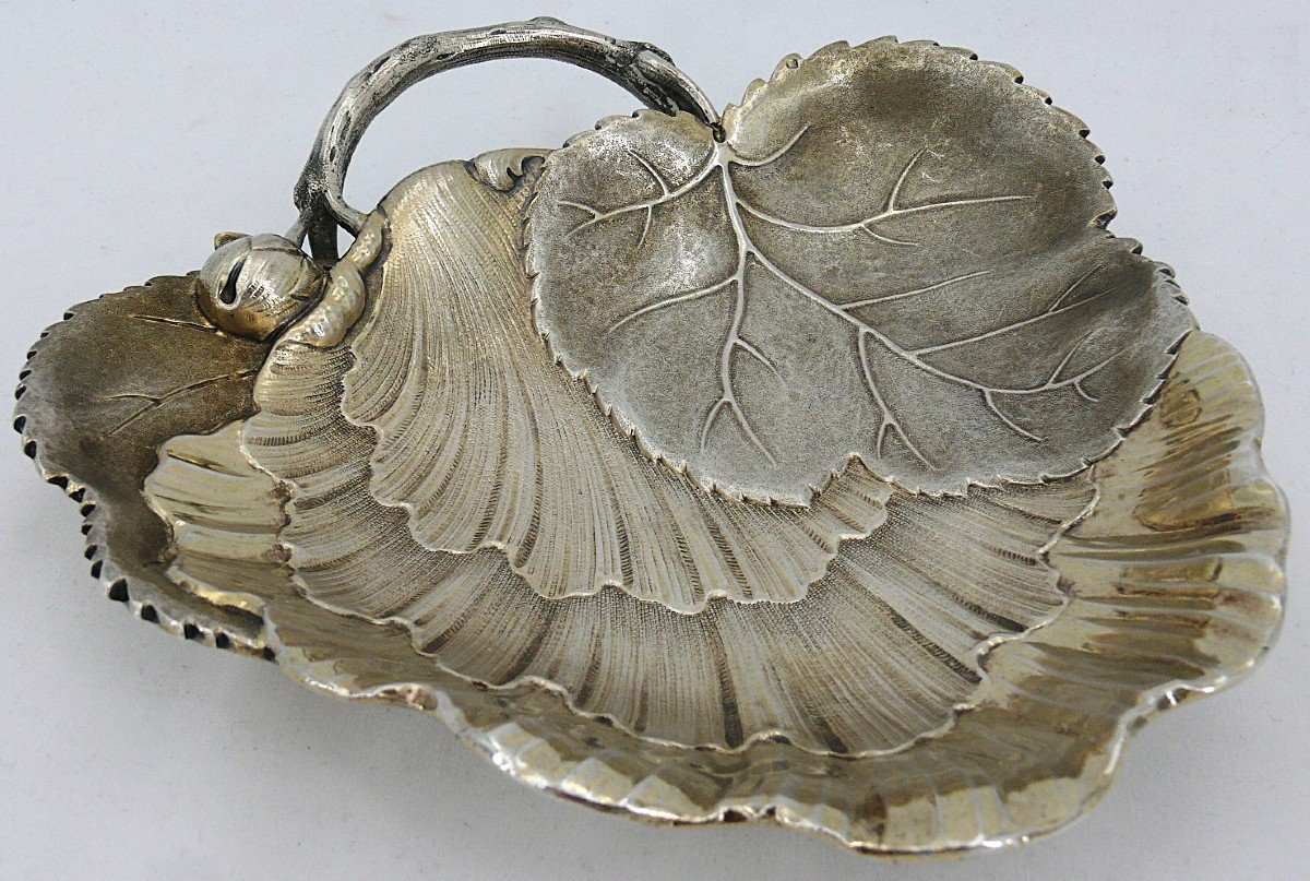 Odiot, Coupe Naturaliste En Forme De Feuille, Argent Massif Minerve, 1900.-photo-2