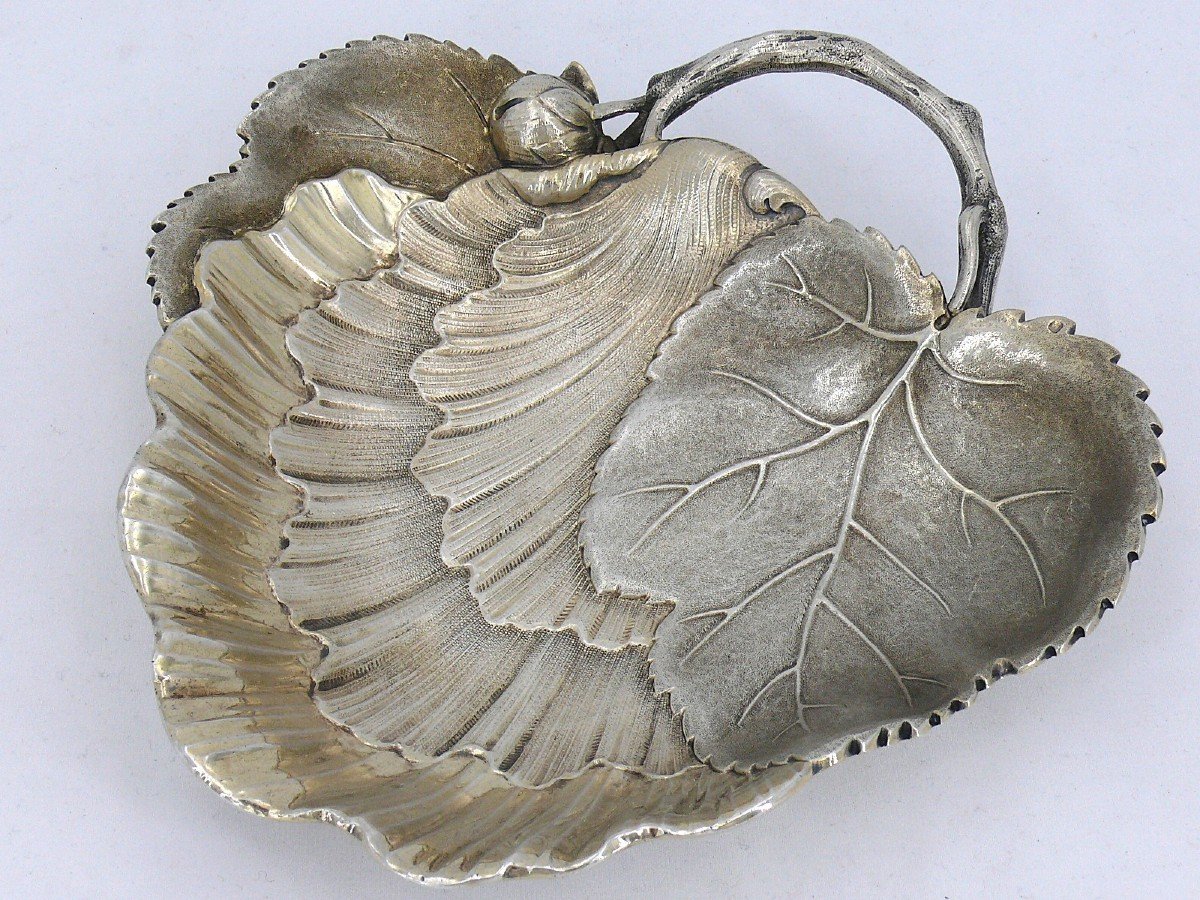 Odiot, Coupe Naturaliste En Forme De Feuille, Argent Massif Minerve, 1900.